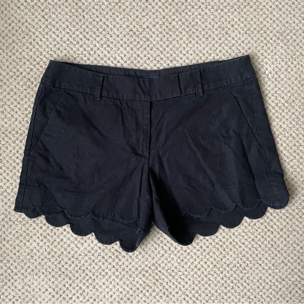 J Crew Factory black scalloped shorts